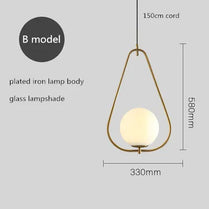 Nordic postmodern simple chandelier living room creative personality glass ball dining room bedroom bedside small chandelier