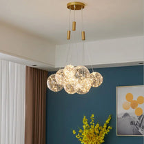 Nordic style dining room chandelier bedroom net red ins simple creative living room glass ball bubble lamp
