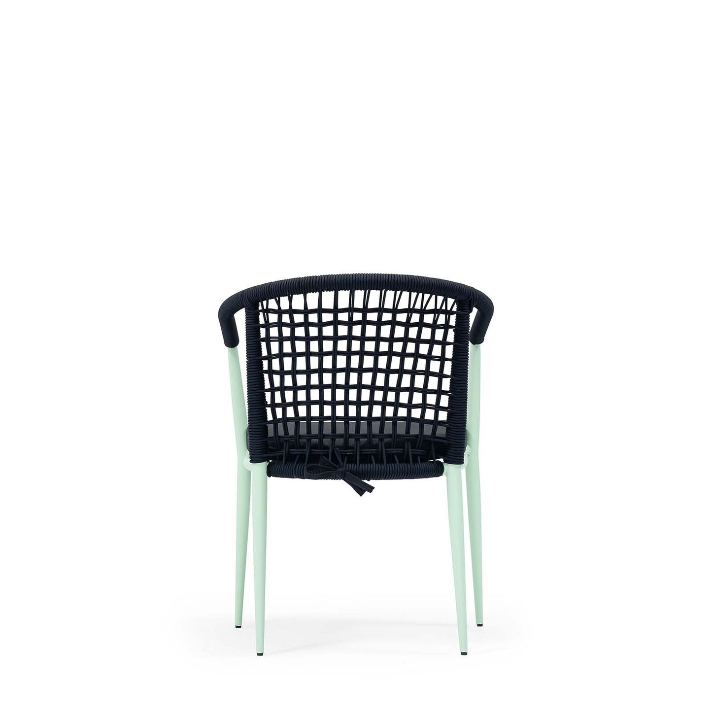 A black and green upholstered chair with a hard backrest and seat, featuring a rattan-like weave pattern- Havana_624_Premium_Accent_Chair 5