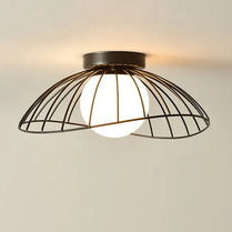 Industrial chandelier ceiling lights Nordic Creative Straw Hat glass ball lamp Cloakroom Balcony hallway led ceiling light