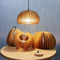 Vintage Japanese Simple Wooden Pumpkin Chandelier Bedroom Bed Light Creative Restaurant Guest House Pendant Lights