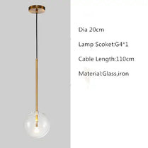 Nordic creative geometric chandelier personality glass round restaurant cafe bar table lamp bedroom single head chandelier