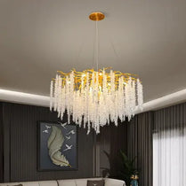 Modern Branch LED Pendant Lights K9 Crystals Hanging Chandelier Living Room Suspend Lamp Dining Art Decor Indoor Lighting Lamp