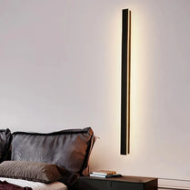 Outdoor Waterproof LED Wall Light Black Minimalist Long Strip Villa Gate Garden Light Project Wall Decorative Background Light