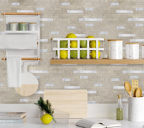 Mosaic Self Adhesive Wall Tile Peel and Stick Backsplash for Kitchen Stone Pattern Tile Stick on Kitchen PVC Metal Wall Tile DIY