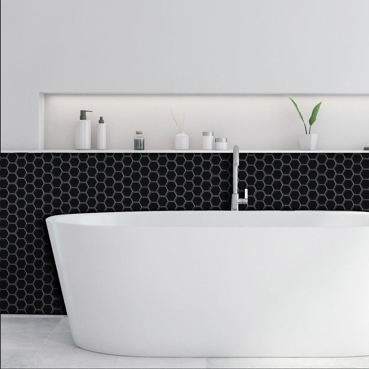 1.2 mm Glue Peel and Stick Black Vinyl Wall Tile Home Decor Bathroom Living Room TSQS70 by Vivid Tiles | Souqify