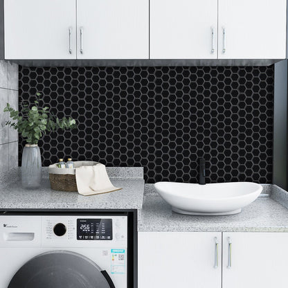 1.2 mm Glue Peel and Stick Black Vinyl Wall Tile Home Decor Bathroom Living Room TSQS70 by Vivid Tiles | Souqify