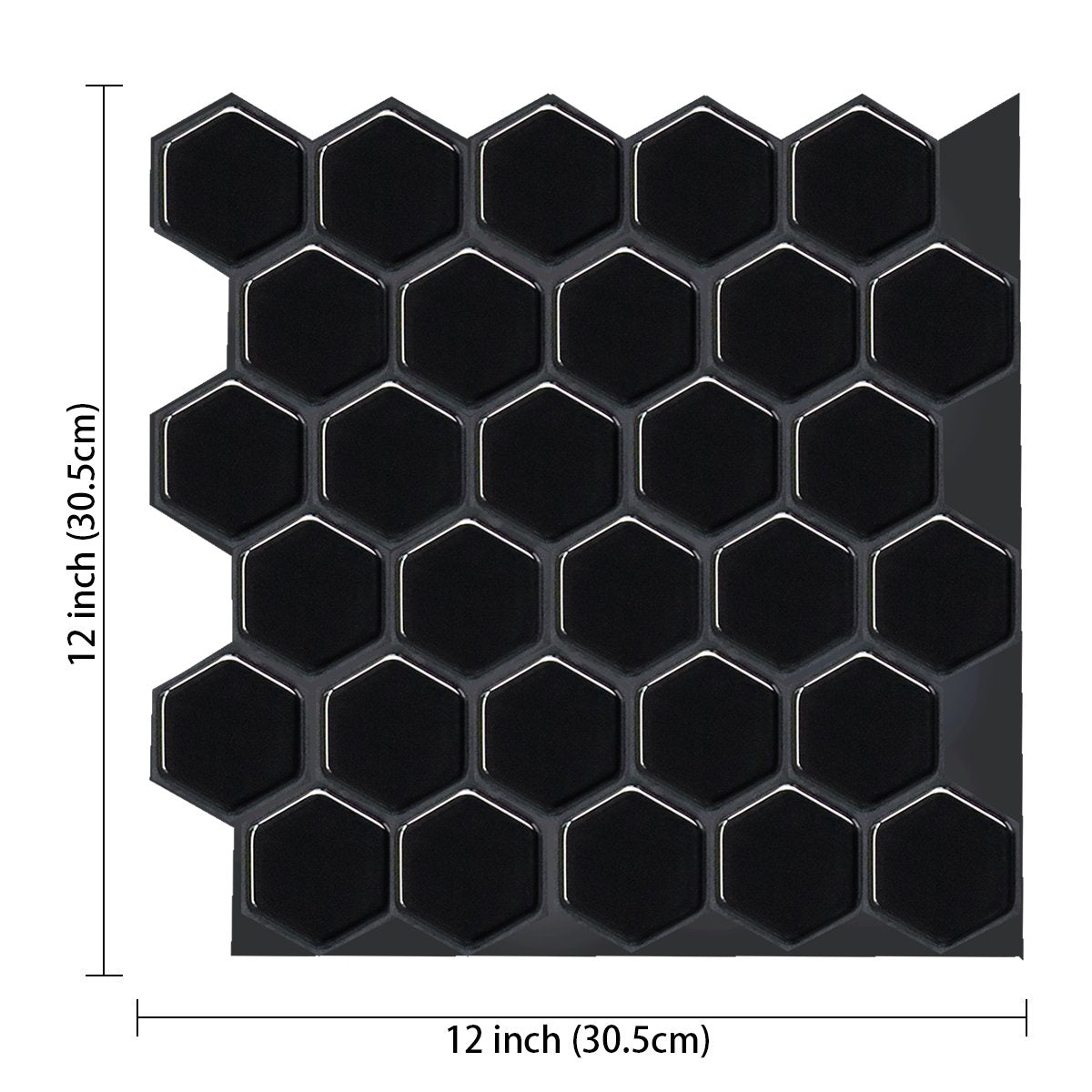 1.2 mm Glue Peel and Stick Black Vinyl Wall Tile Home Decor Bathroom Living Room TSQS70 by Vivid Tiles | Souqify