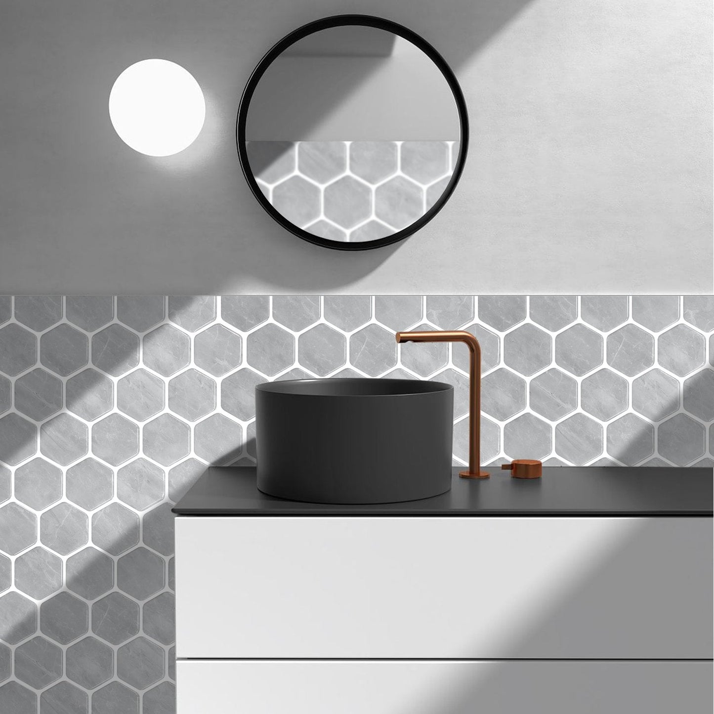 1.2 mm Glue Peel and Stick Dark Grey Vinyl Wall Tile Home Decor Bathroom Living Room TSQS80 by Vivid Tiles | Souqify