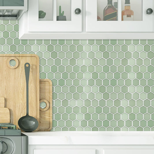1.2 mm Glue Peel and Stick Green Vinyl Wall Tile Home Decor Bathroom Living Room TSQS86 by Vivid Tiles | Souqify
