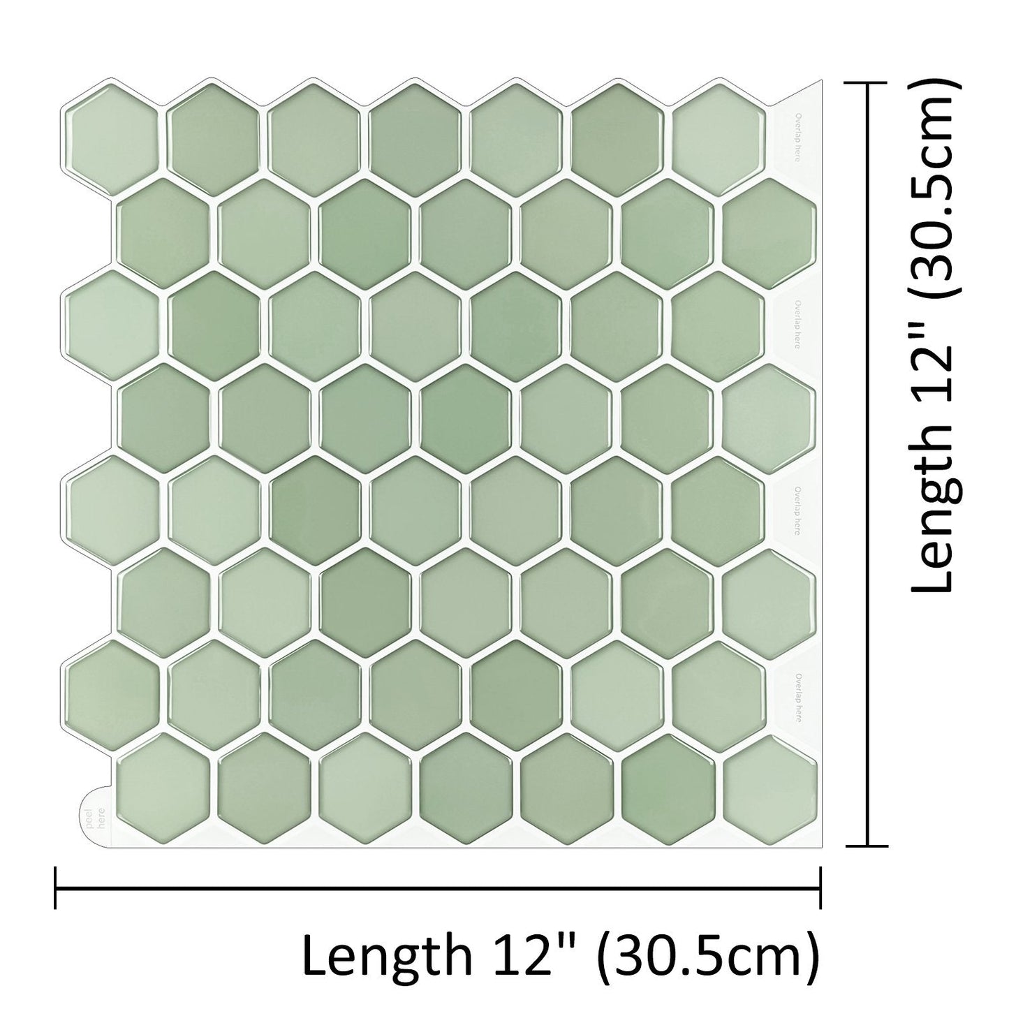 1.2 mm Glue Peel and Stick Green Vinyl Wall Tile Home Decor Bathroom Living Room TSQS86 by Vivid Tiles | Souqify