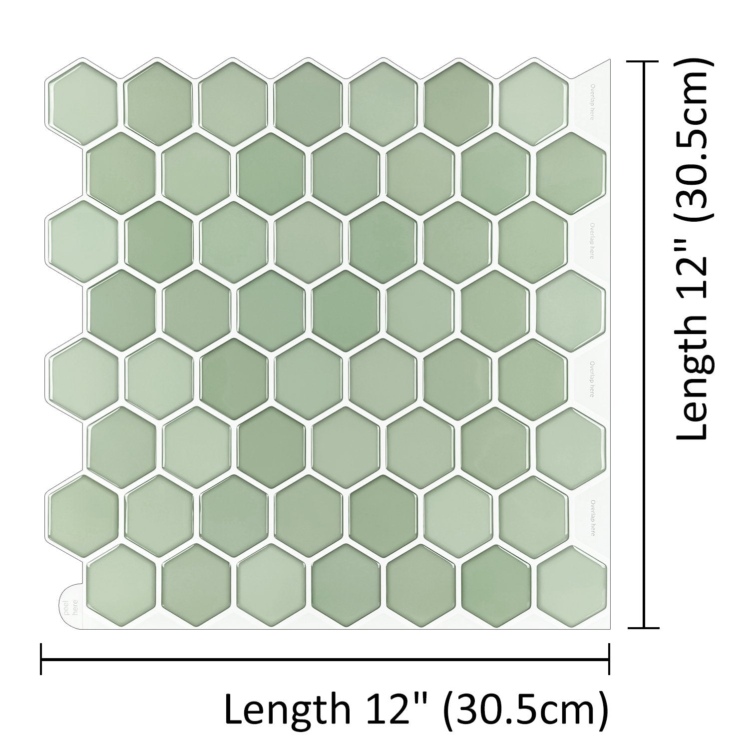 1.2 mm Glue Peel and Stick Green Vinyl Wall Tile Home Decor Bathroom Living Room TSQS86 by Vivid Tiles | Souqify