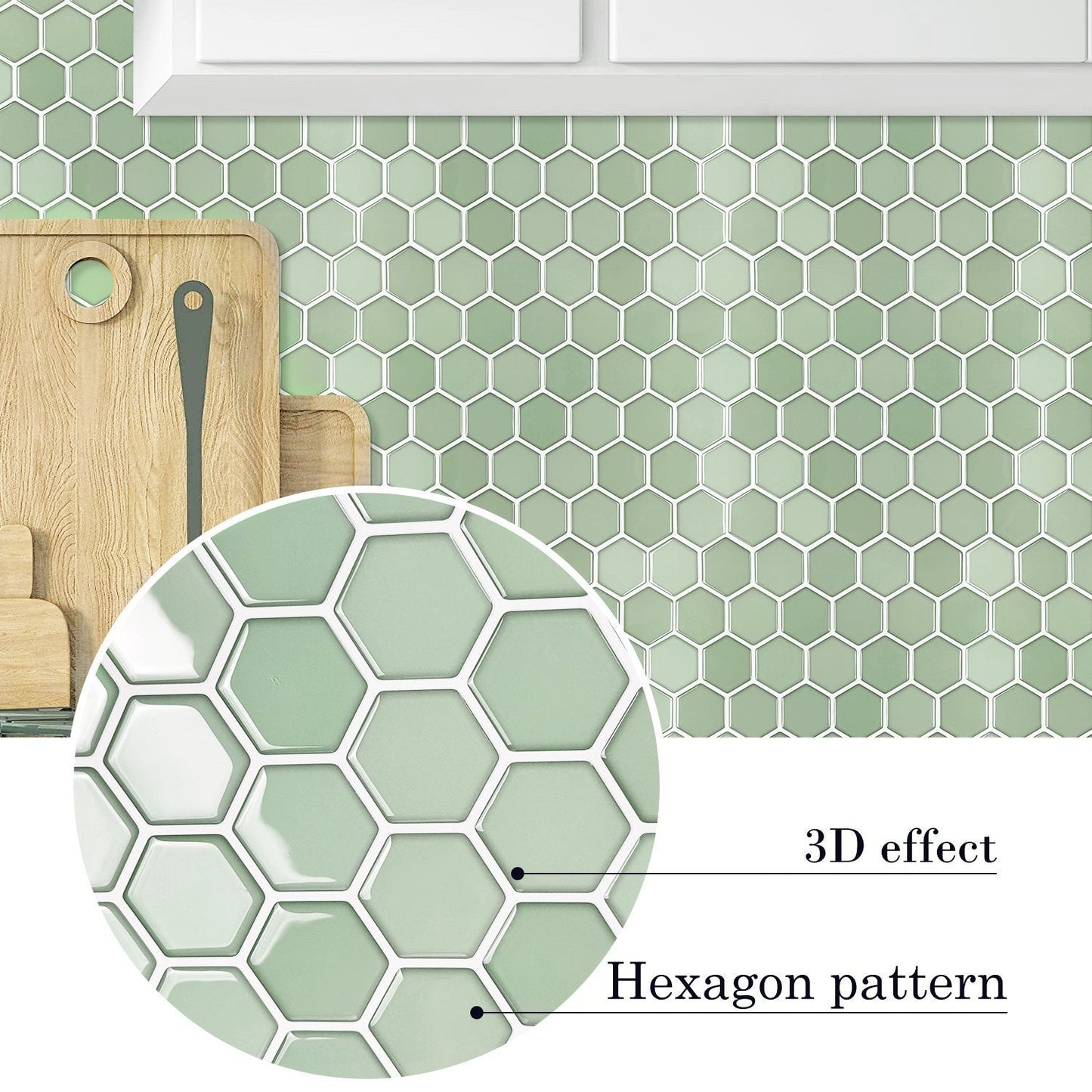 1.2 mm Glue Peel and Stick Green Vinyl Wall Tile Home Decor Bathroom Living Room TSQS86 by Vivid Tiles | Souqify