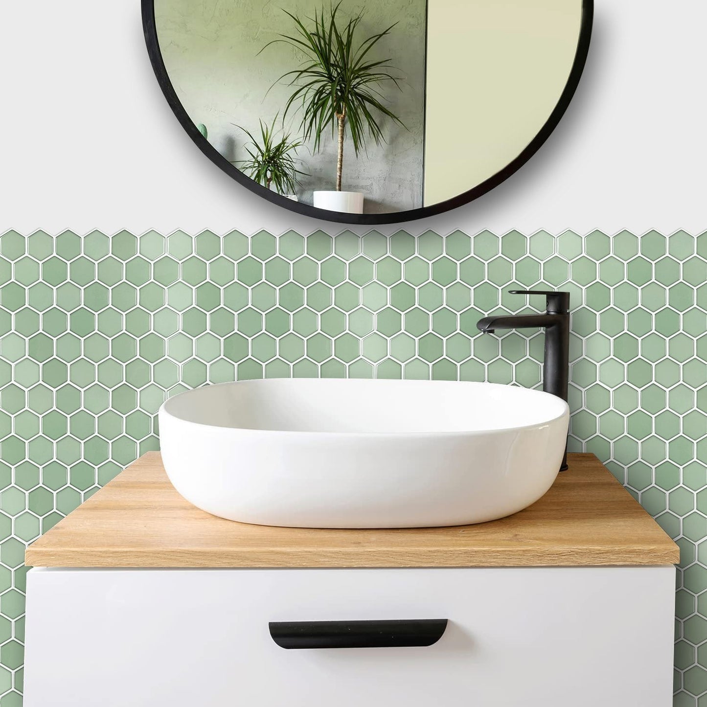 1.2 mm Glue Peel and Stick Green Vinyl Wall Tile Home Decor Bathroom Living Room TSQS86 by Vivid Tiles | Souqify