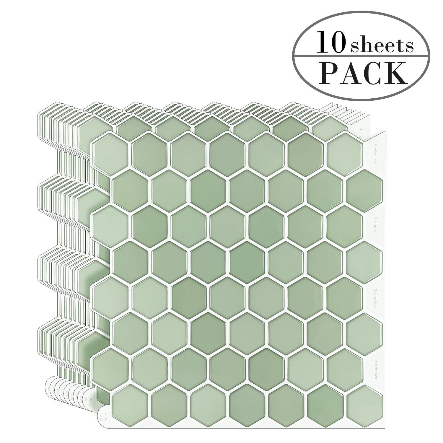1.2 mm Glue Peel and Stick Green Vinyl Wall Tile Home Decor Bathroom Living Room TSQS86 by Vivid Tiles | Souqify