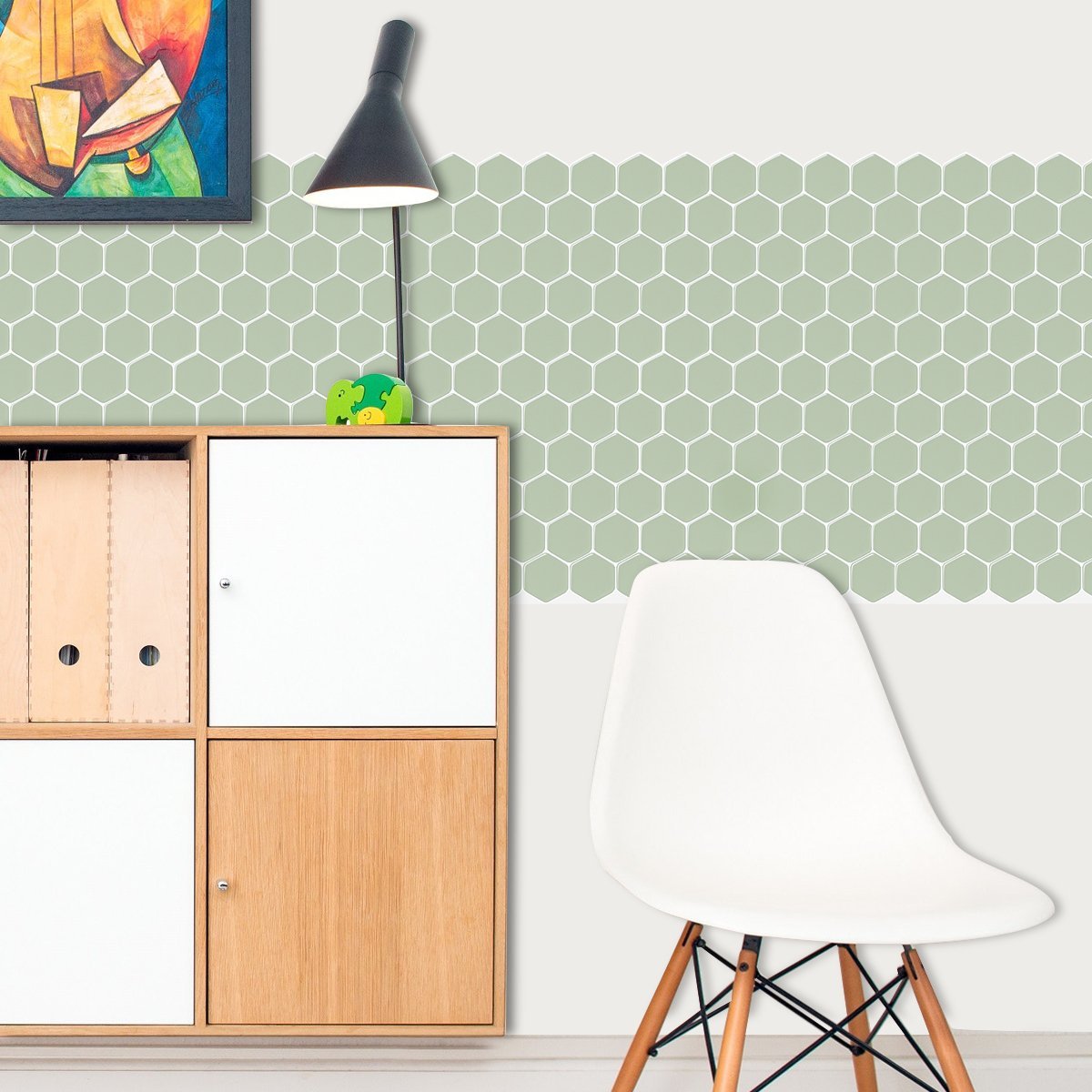 1.2 mm Glue Peel and Stick Light Green Vinyl Wall Tile Home Decor Bathroom Living Room TSQS75 by Vivid Tiles | Souqify