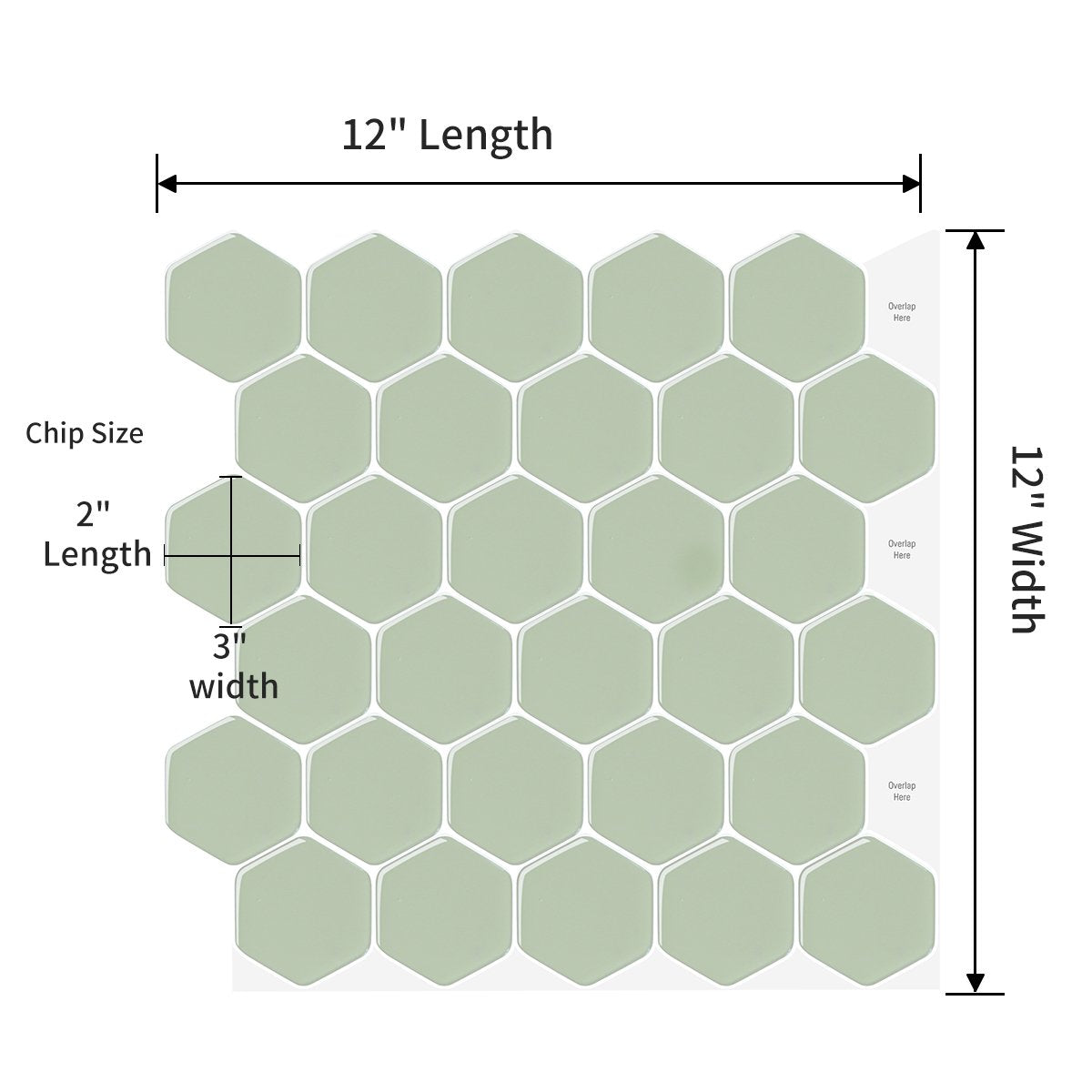 1.2 mm Glue Peel and Stick Light Green Vinyl Wall Tile Home Decor Bathroom Living Room TSQS75 by Vivid Tiles | Souqify