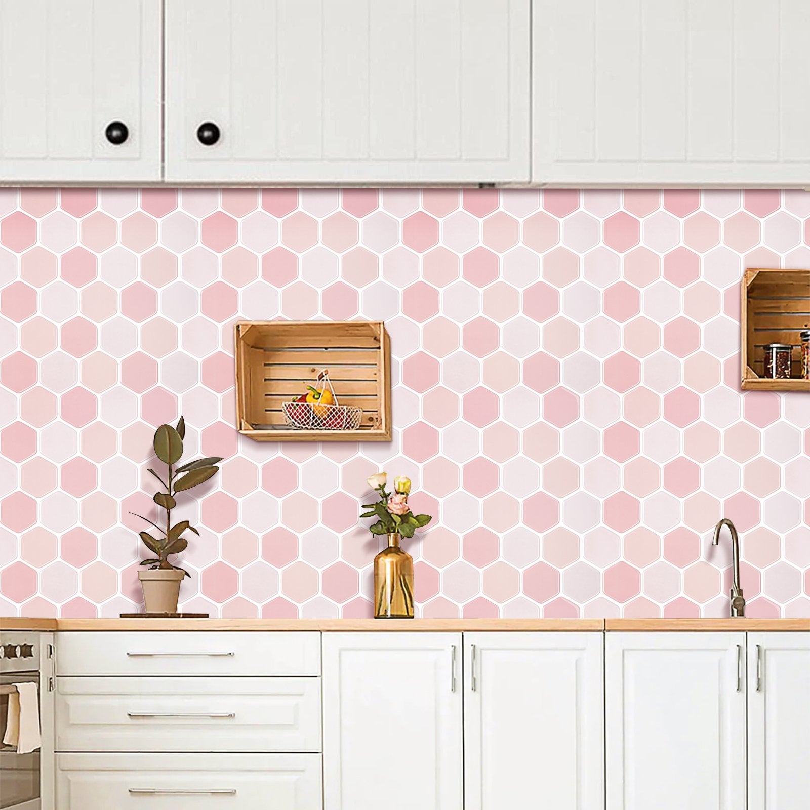 1.2 mm Glue Peel and Stick Pink Vinyl Wall Tile Home Decor Bathroom Living Room TSQS82 by Vivid Tiles | Souqify