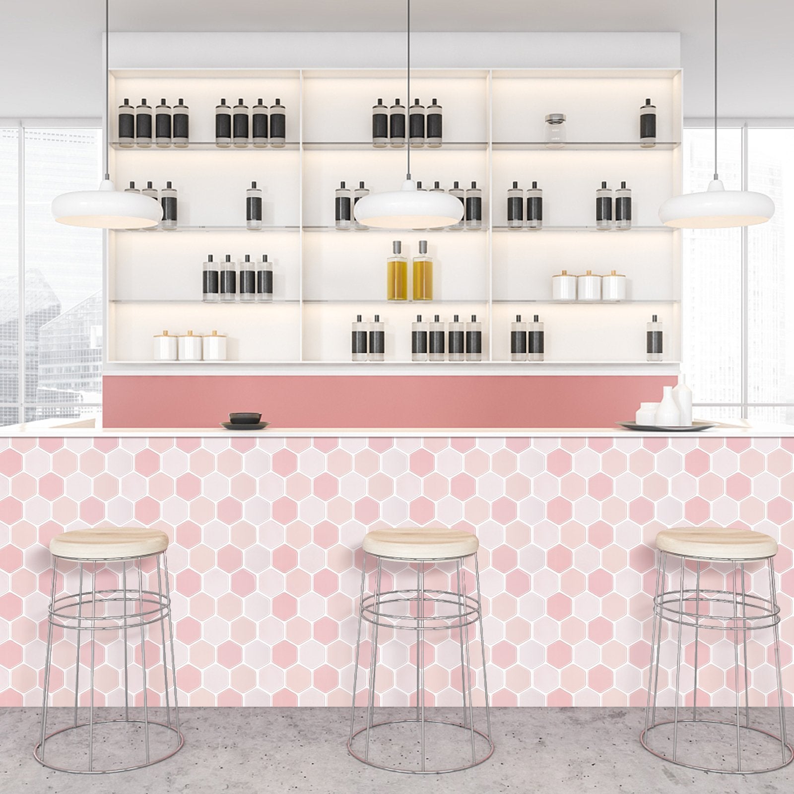 1.2 mm Glue Peel and Stick Pink Vinyl Wall Tile Home Decor Bathroom Living Room TSQS82 by Vivid Tiles | Souqify