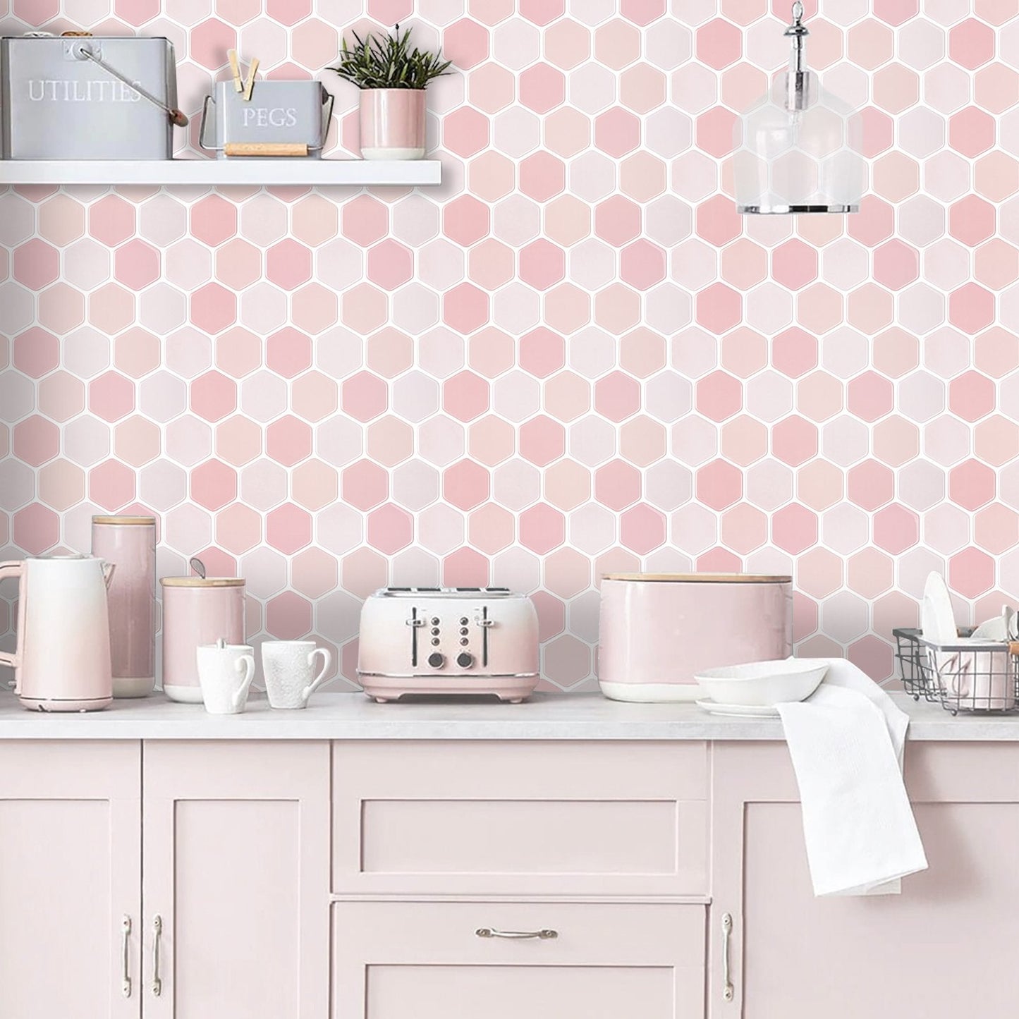 1.2 mm Glue Peel and Stick Pink Vinyl Wall Tile Home Decor Bathroom Living Room TSQS82 by Vivid Tiles | Souqify