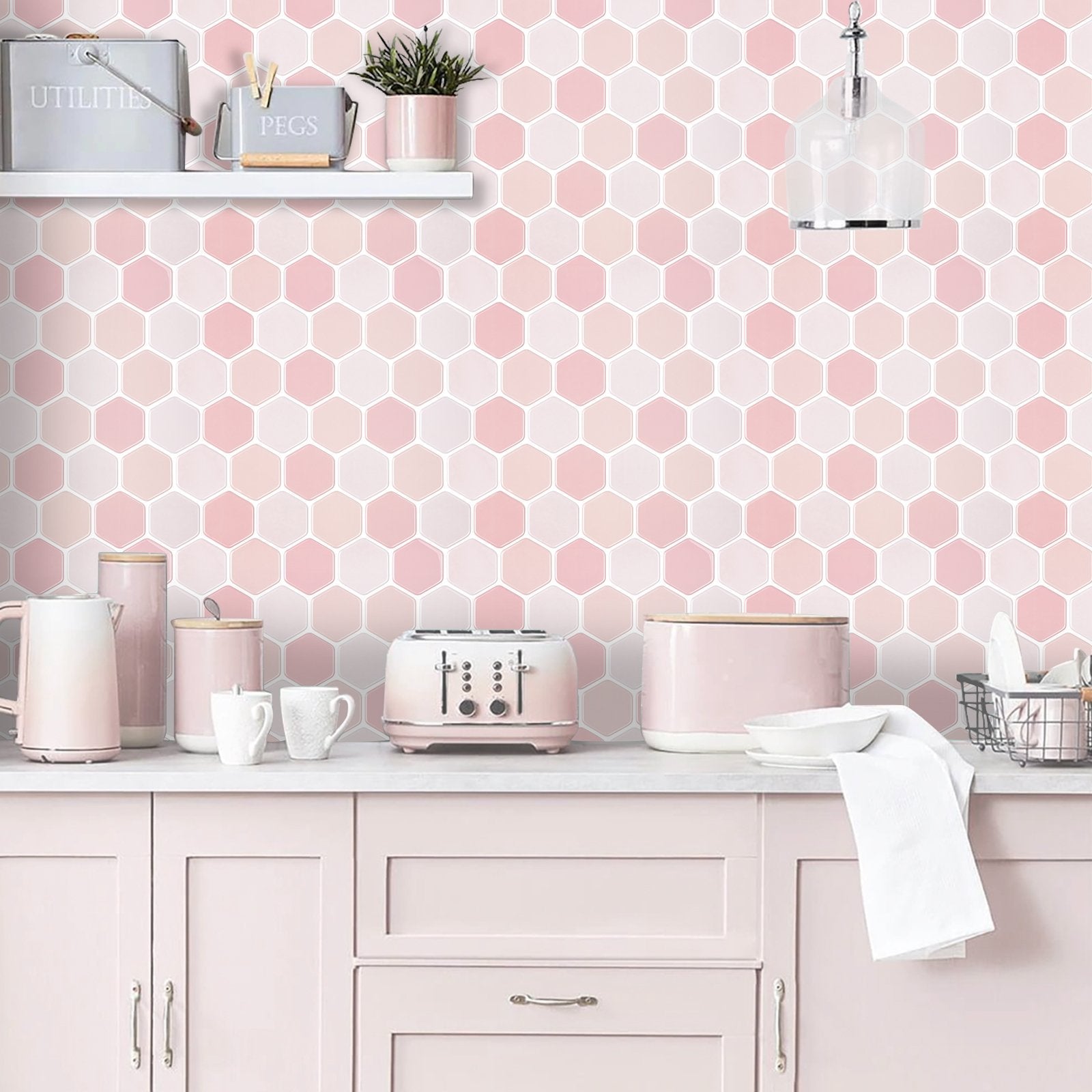 1.2 mm Glue Peel and Stick Pink Vinyl Wall Tile Home Decor Bathroom Living Room TSQS82 by Vivid Tiles | Souqify