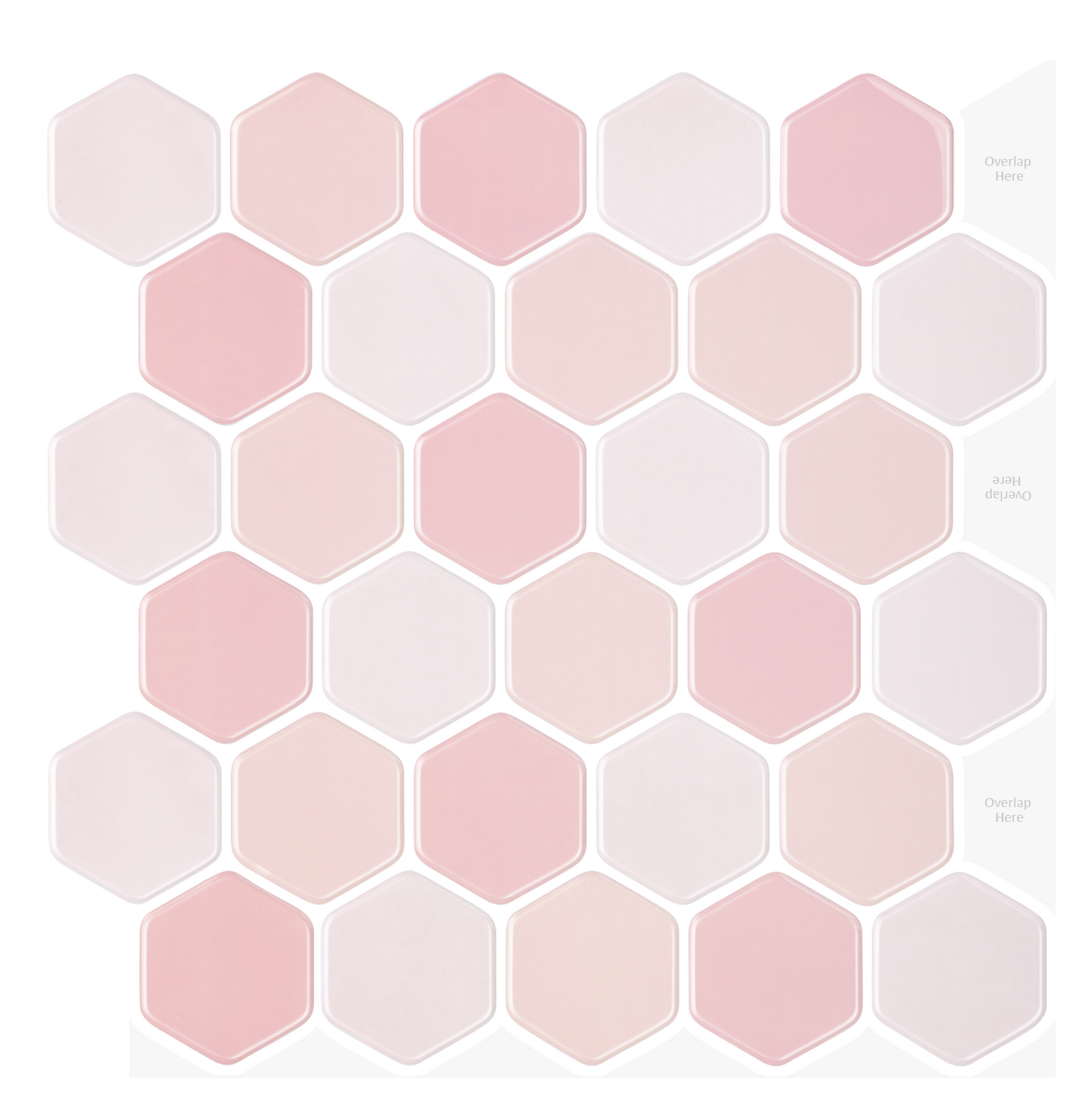 1.2 mm Glue Peel and Stick Pink Vinyl Wall Tile Home Decor Bathroom Living Room TSQS82 by Vivid Tiles | Souqify