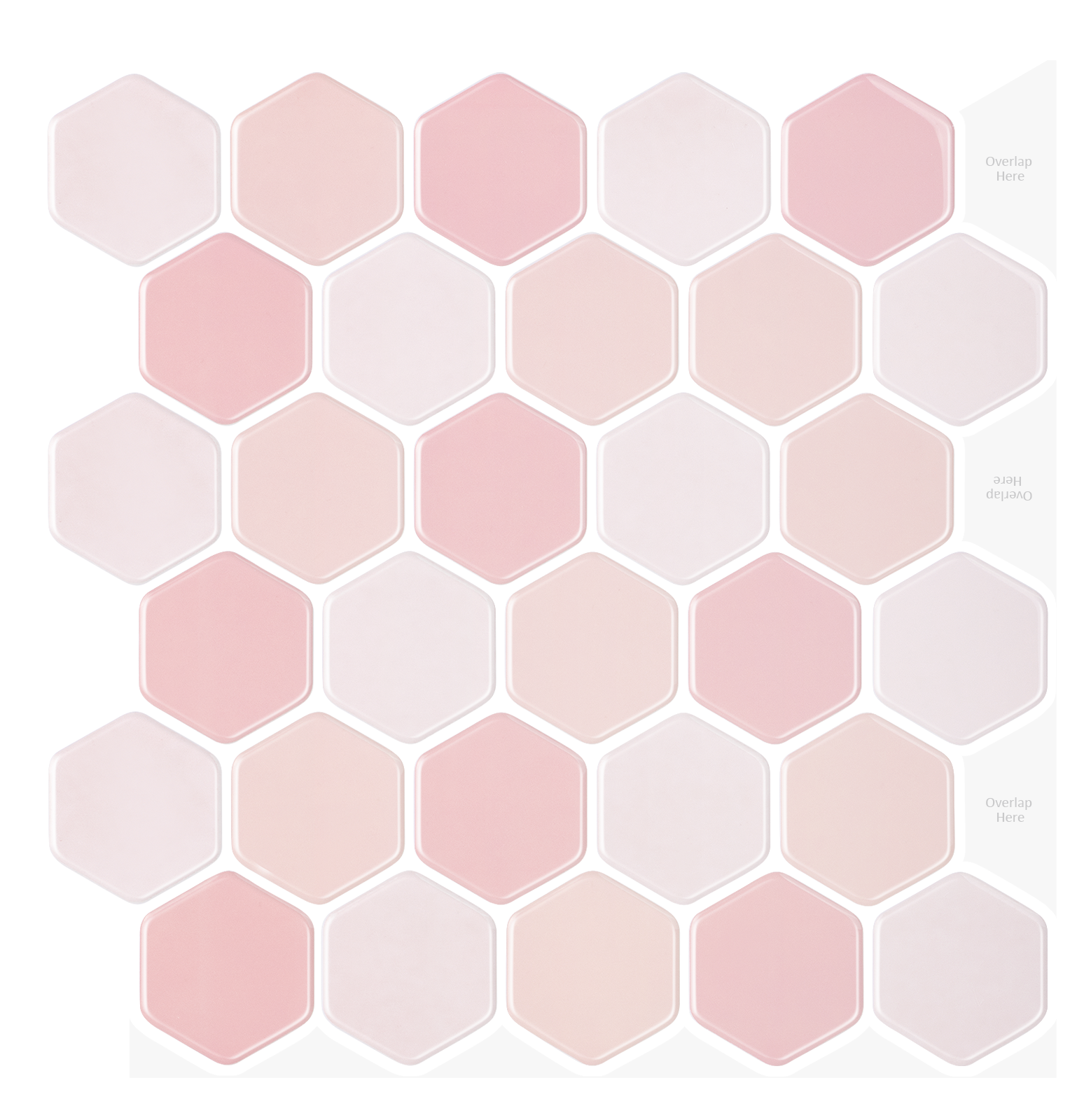 1.2 mm Glue Peel and Stick Pink Vinyl Wall Tile Home Decor Bathroom Living Room TSQS82 by Vivid Tiles | Souqify