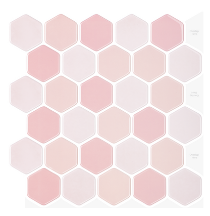 1.2 mm Glue Peel and Stick Pink Vinyl Wall Tile Home Decor Bathroom Living Room TSQS82 by Vivid Tiles | Souqify