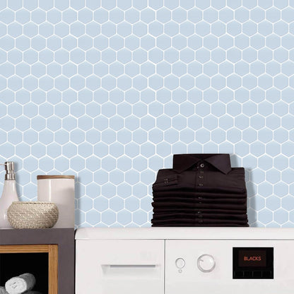 1.2 mm Peel and Stick Hexagon Blue Wall Tile Home Decor Bathroom Living Room TSQS78 by Vivid Tiles | Souqify