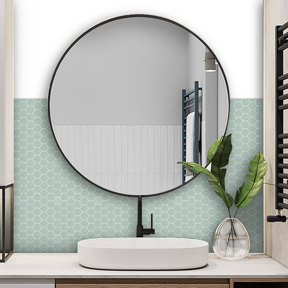 1.2 mm Peel and Stick Hexagon GreenWall Tile Home Decor Bathroom Living Room TSQS69 by Vivid Tiles | Souqify