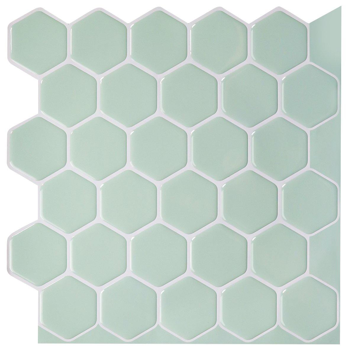 1.2 mm Peel and Stick Hexagon GreenWall Tile Home Decor Bathroom Living Room TSQS69 by Vivid Tiles | Souqify