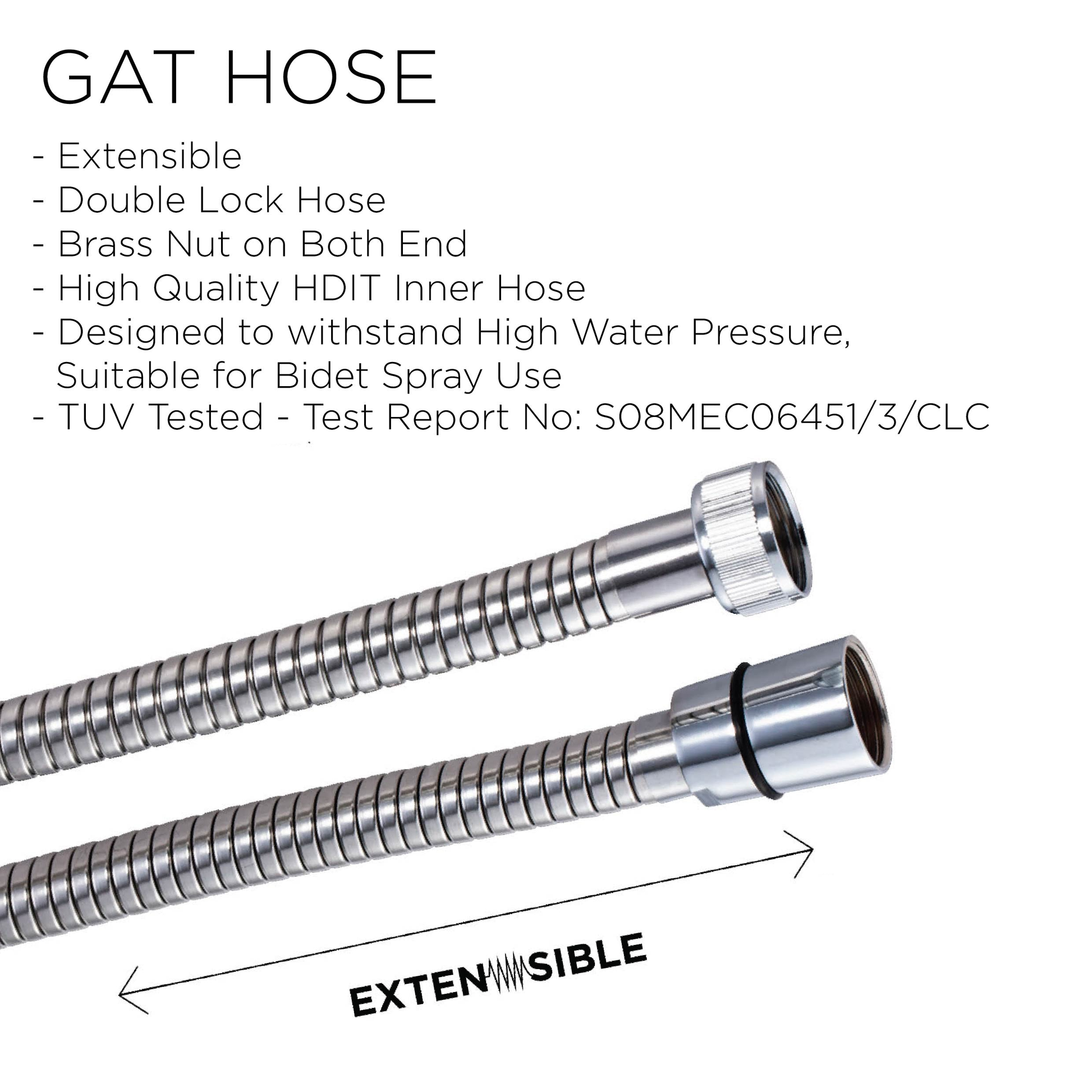 1.2m | 1.5m | 1.8m GAT - Shower & Bidet / HandSpray Hose by TUSCANI | Souqify