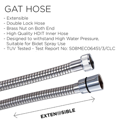 1.2m | 1.5m | 1.8m GAT - Shower & Bidet / HandSpray Hose by TUSCANI | Souqify