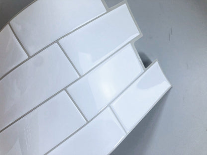 1.2mm 4 layer Subway Peel and Stick White Vinyl Wall Tile Home Decor bathroom Living Room T80711 by Vivid Tiles | Souqify