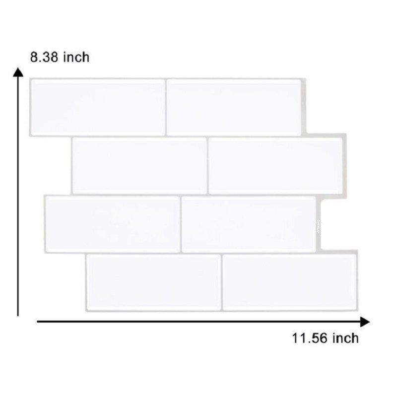 1.2mm 4 layer Subway Peel and Stick White Vinyl Wall Tile Home Decor bathroom Living Room T80711 by Vivid Tiles | Souqify