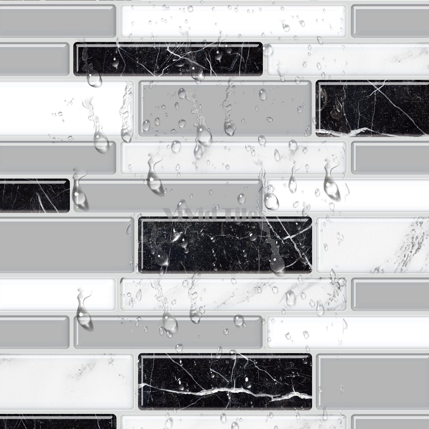 1.2mm Home decor peel and stick black and white stripe vinyl wall tile T80082 by Vivid Tiles | Souqify