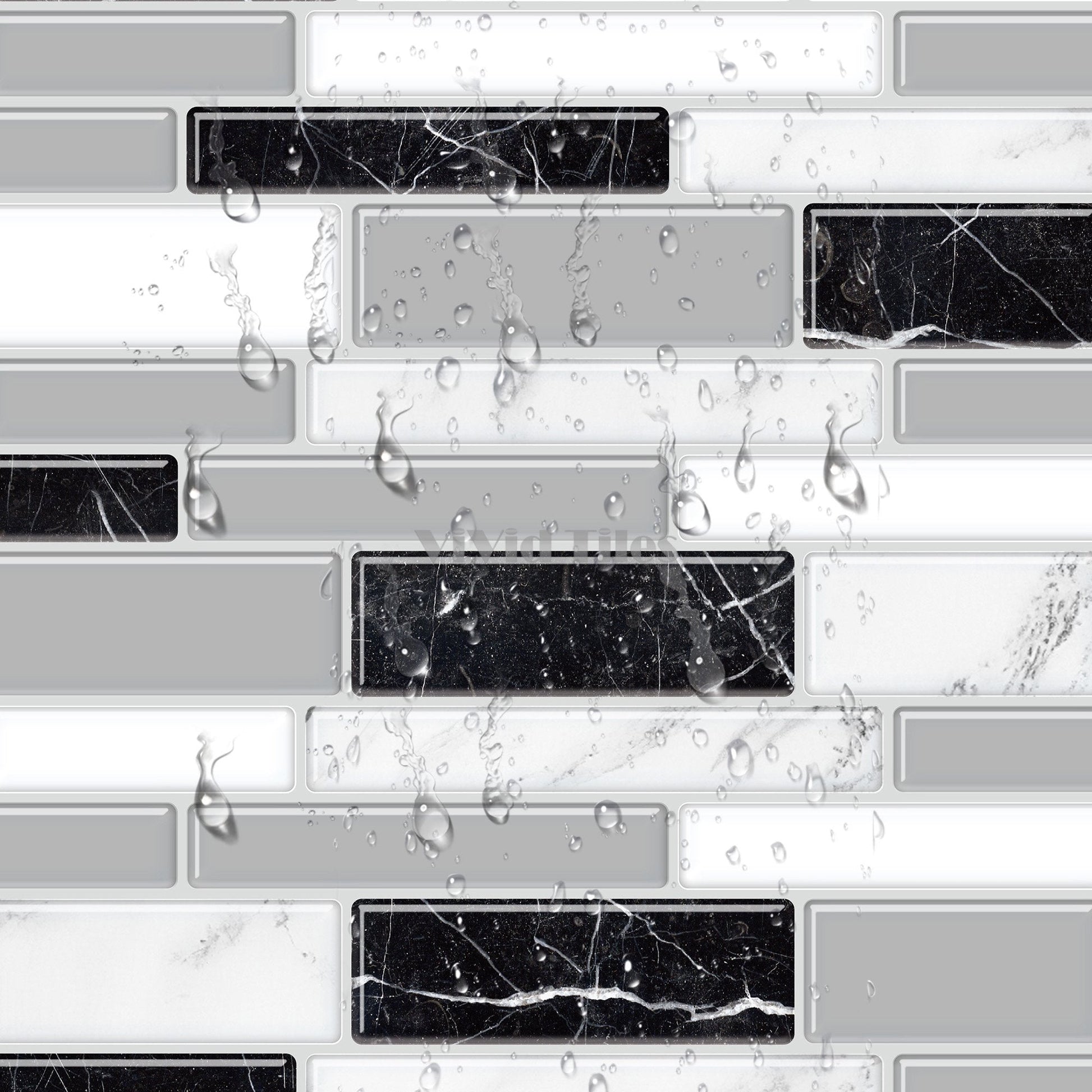 1.2mm Home decor peel and stick black and white stripe vinyl wall tile T80082 by Vivid Tiles | Souqify