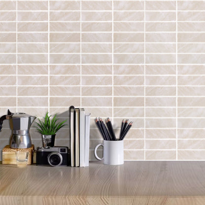 1.2mm Peel and Stick Beige Marble Pattern Rectangular Wall Tiles Home Decor Kitchen T80773 by Vivid Tiles | Souqify