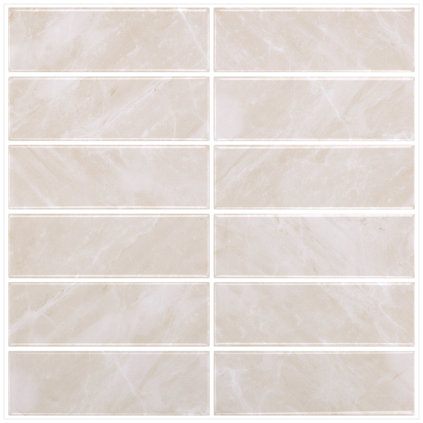 1.2mm Peel and Stick Beige Marble Pattern Rectangular Wall Tiles Home Decor Kitchen T80773 by Vivid Tiles | Souqify