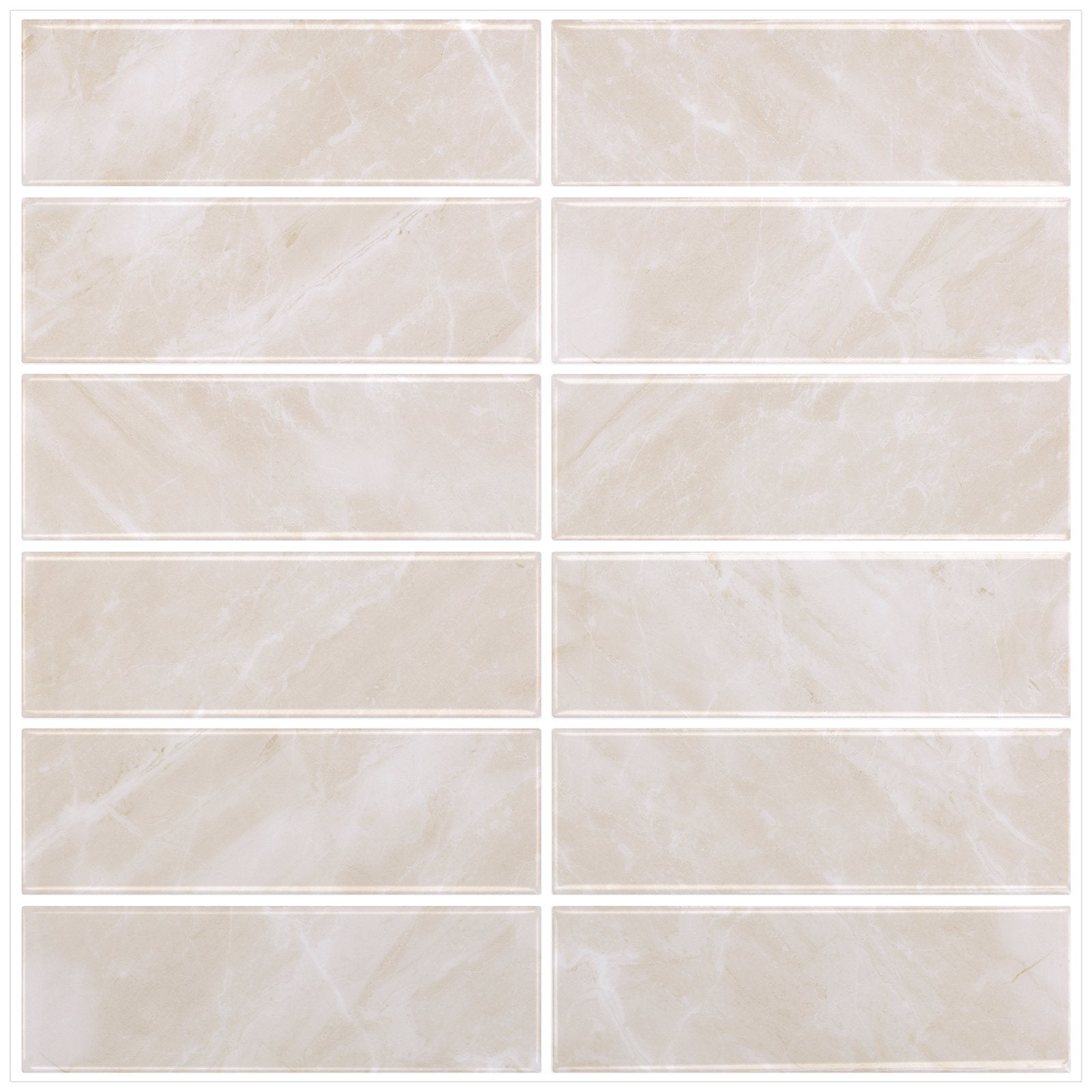 1.2mm Peel and Stick Beige Marble Pattern Rectangular Wall Tiles Home Decor Kitchen T80773 by Vivid Tiles | Souqify
