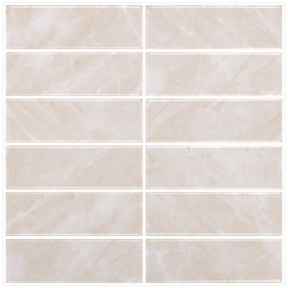 1.2mm Peel and Stick Beige Marble Pattern Rectangular Wall Tiles Home Decor Kitchen T80773 by Vivid Tiles | Souqify