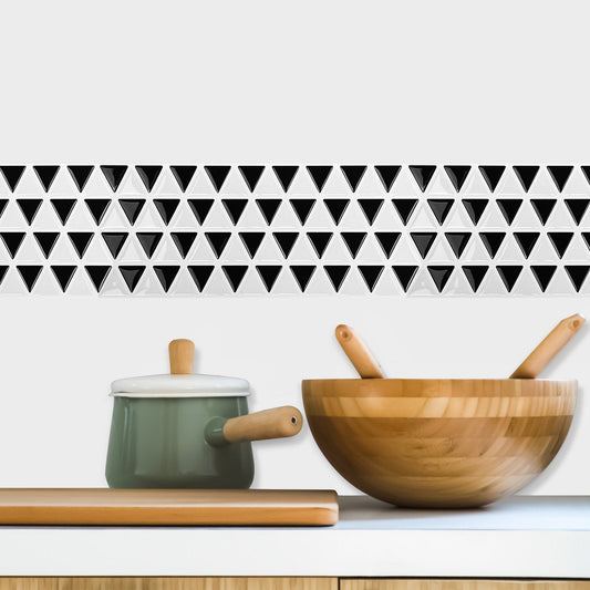 1.2mm Peel and Stick Black and White Triangle Rectangle Wall Tiles Home Decor Bathroom Living Room T80541 by Vivid Tiles | Souqify