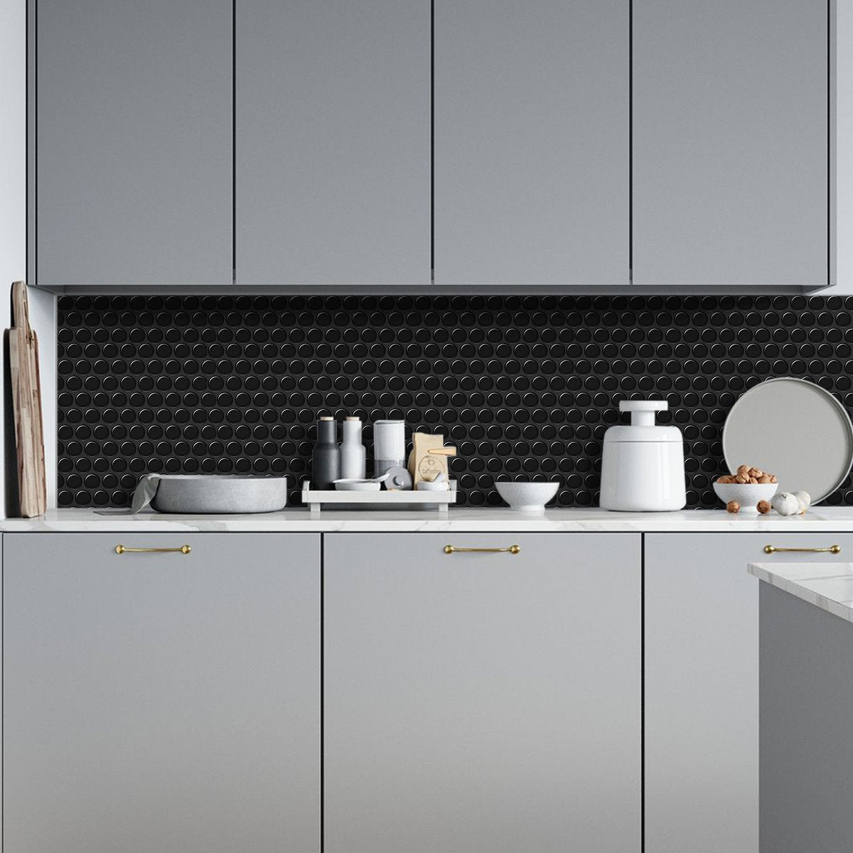 1.2mm Peel and Stick Black Dot Wall Tiles Home Decor Bathroom Living Room T80408 by Vivid Tiles | Souqify