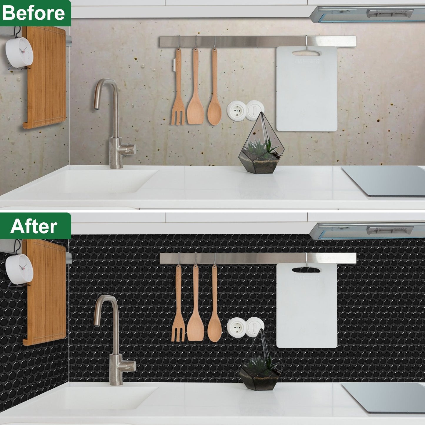1.2mm Peel and Stick Black Dot Wall Tiles Home Decor Bathroom Living Room T80408 by Vivid Tiles | Souqify