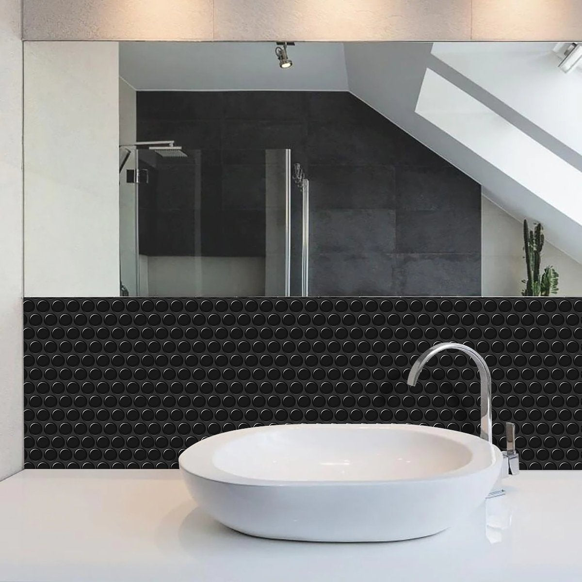 1.2mm Peel and Stick Black Dot Wall Tiles Home Decor Bathroom Living Room T80408 by Vivid Tiles | Souqify
