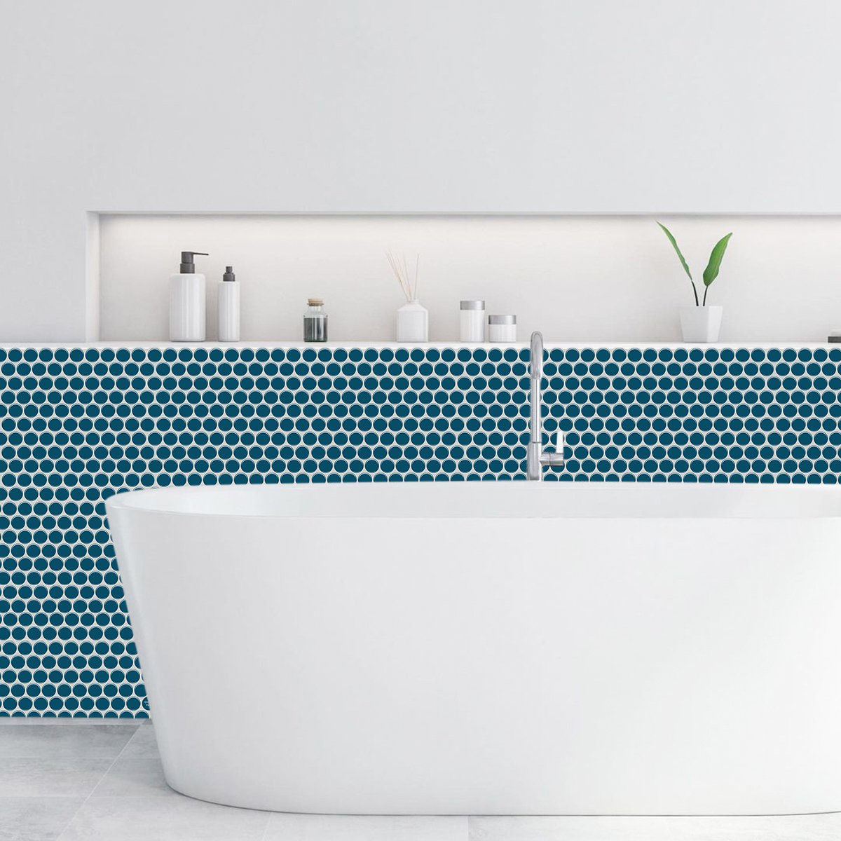 1.2mm Peel and Stick Blue Dot Wall Tiles Home Decor Bathroom Living Room T80409 by Vivid Tiles | Souqify