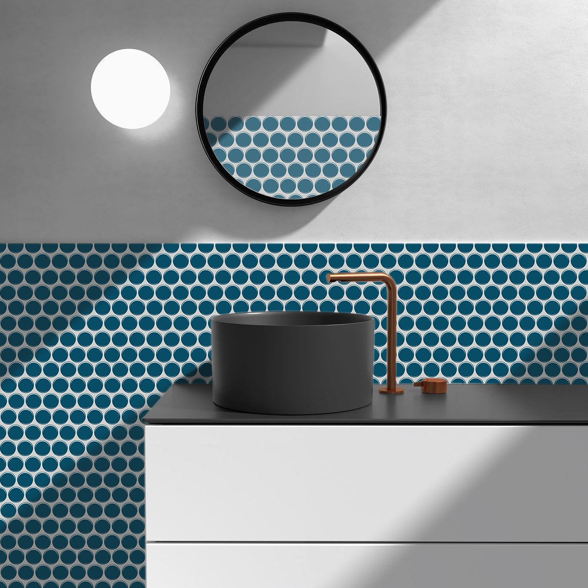 1.2mm Peel and Stick Blue Dot Wall Tiles Home Decor Bathroom Living Room T80409 by Vivid Tiles | Souqify
