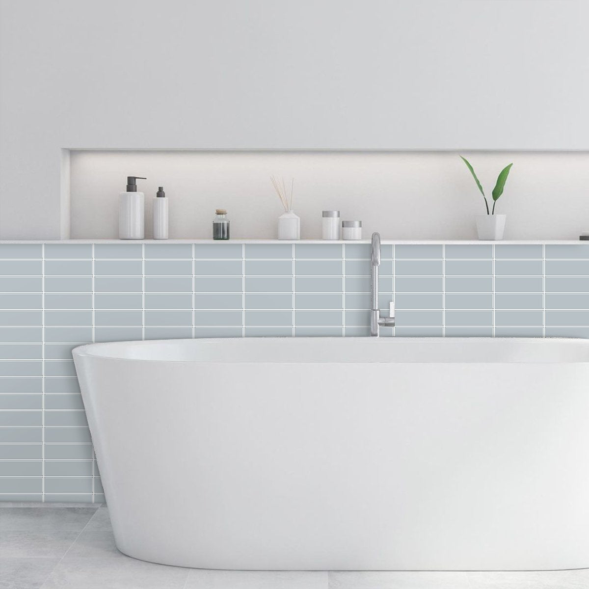 1.2mm Peel and Stick Blue Rectangle Wall Tiles Home Decor Kitchen T80747 by Vivid Tiles | Souqify