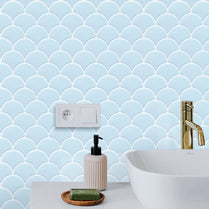 1.2mm Peel and Stick Blue Sector Wall Tiles Home Decor Bathroom Living Room T80307 by Vivid Tiles | Souqify