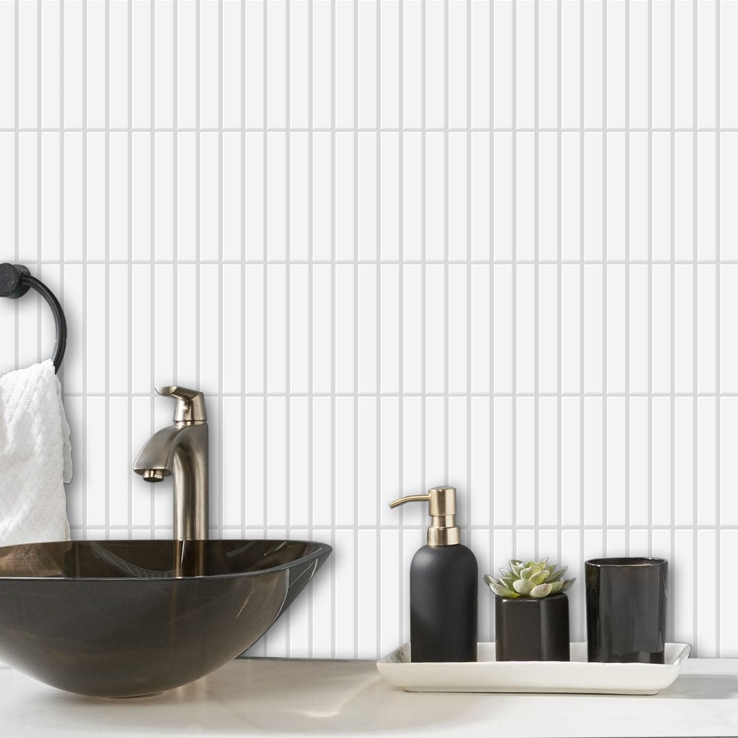 1.2mm Peel and Stick Gray Frame Line Rectangle Small Size Wall Tiles Home Decor Kitchen T80551 by Vivid Tiles | Souqify